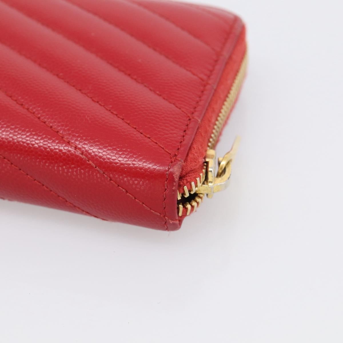 Saint Laurent Loulou Zip Around Matelasse Chevron Leather, Red, Leather, Wallet