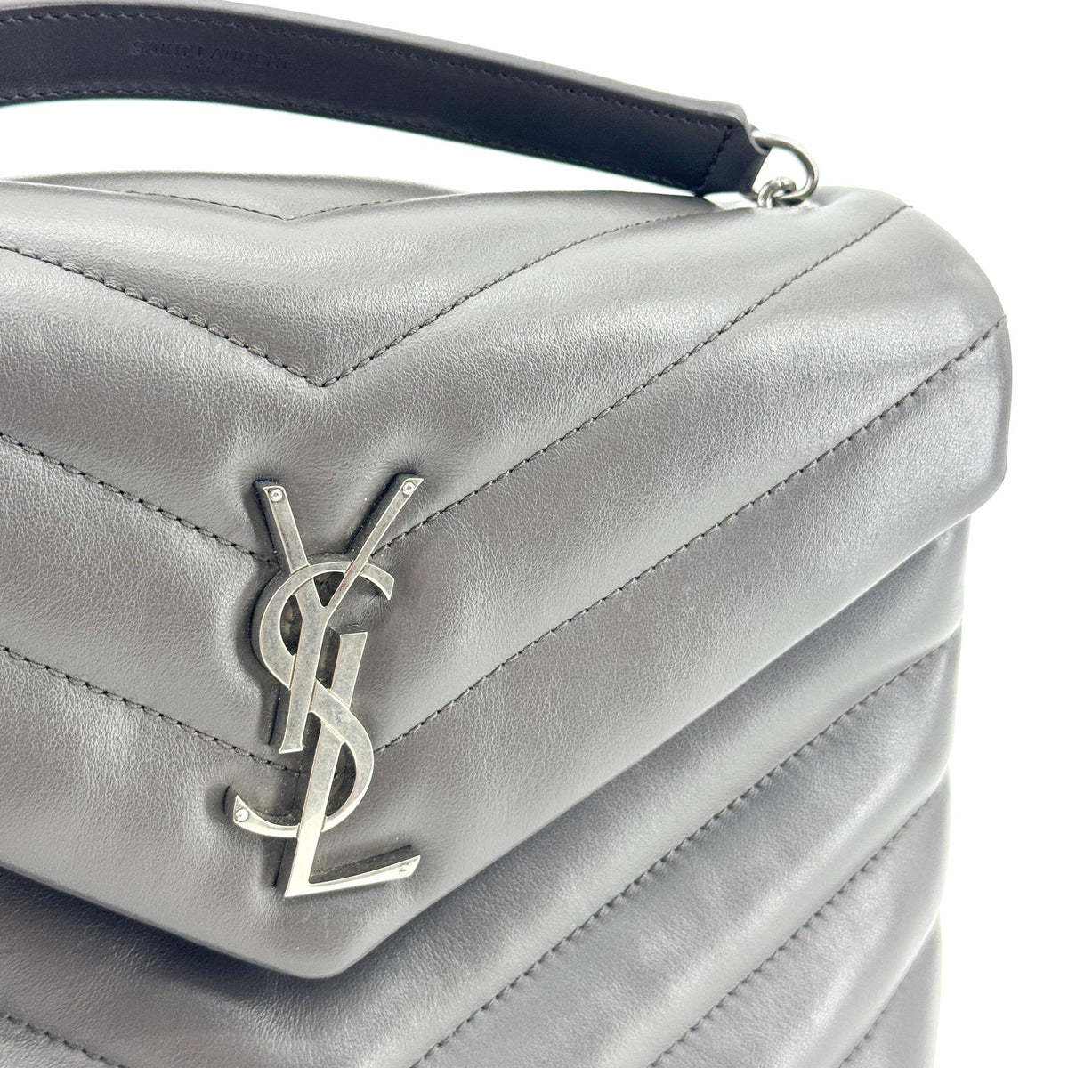Saint Laurent Loulou Matelasse Chevron Leather, Black, Leather, Shoulder Bag