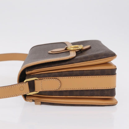 Celine Macadam Shoulder Canvas, Brown, Canvas, Crossbody Bag
