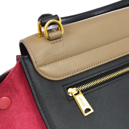 Celine Tricolor Trapeze Leather, Multicolour, Leather, Handbag