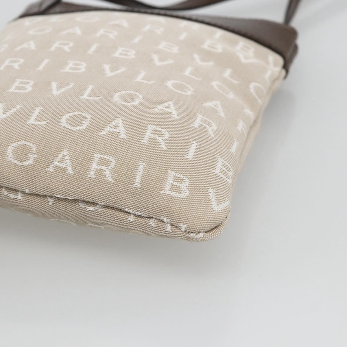 Bvlgari Logomania Canvas with Leather, Beige, Canvas, Shoulder Bag