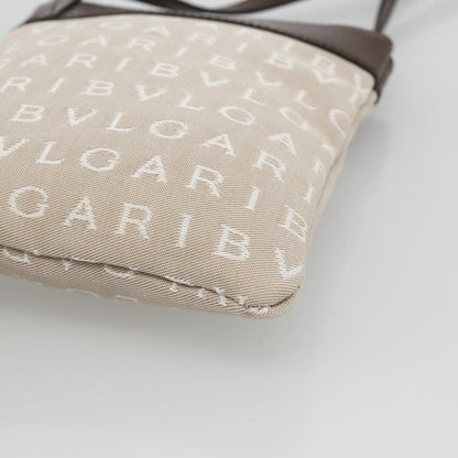 Bvlgari Logomania Canvas with Leather, Beige, Canvas, Shoulder Bag