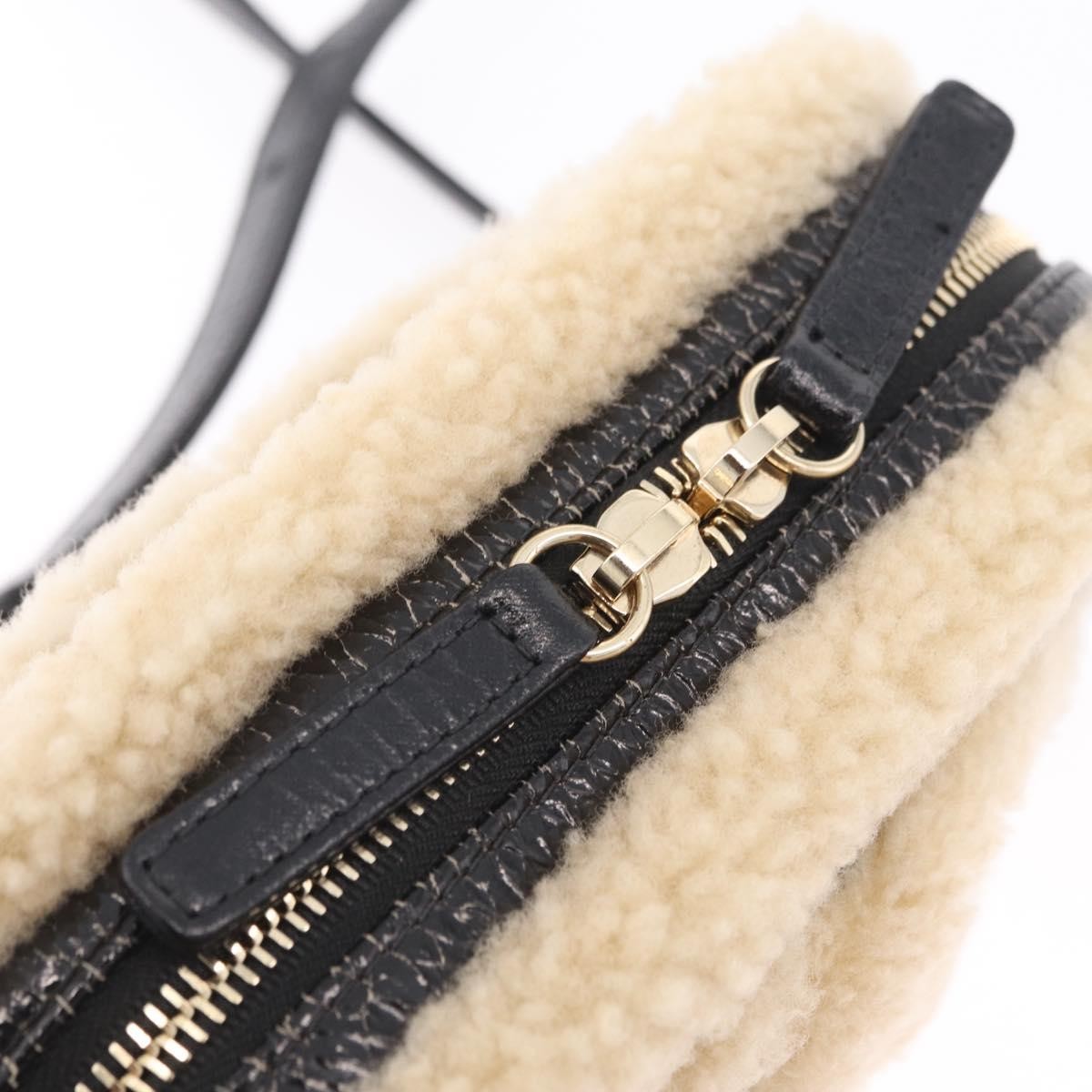 Chanel CC Mania Waist Shearling and Shiny Crumpled Sheepskin, Black, Textile, Handbag