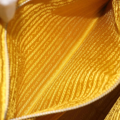 Prada Bauletto Tessuto with Saffiano Leather, Yellow, Canvas, Handbag