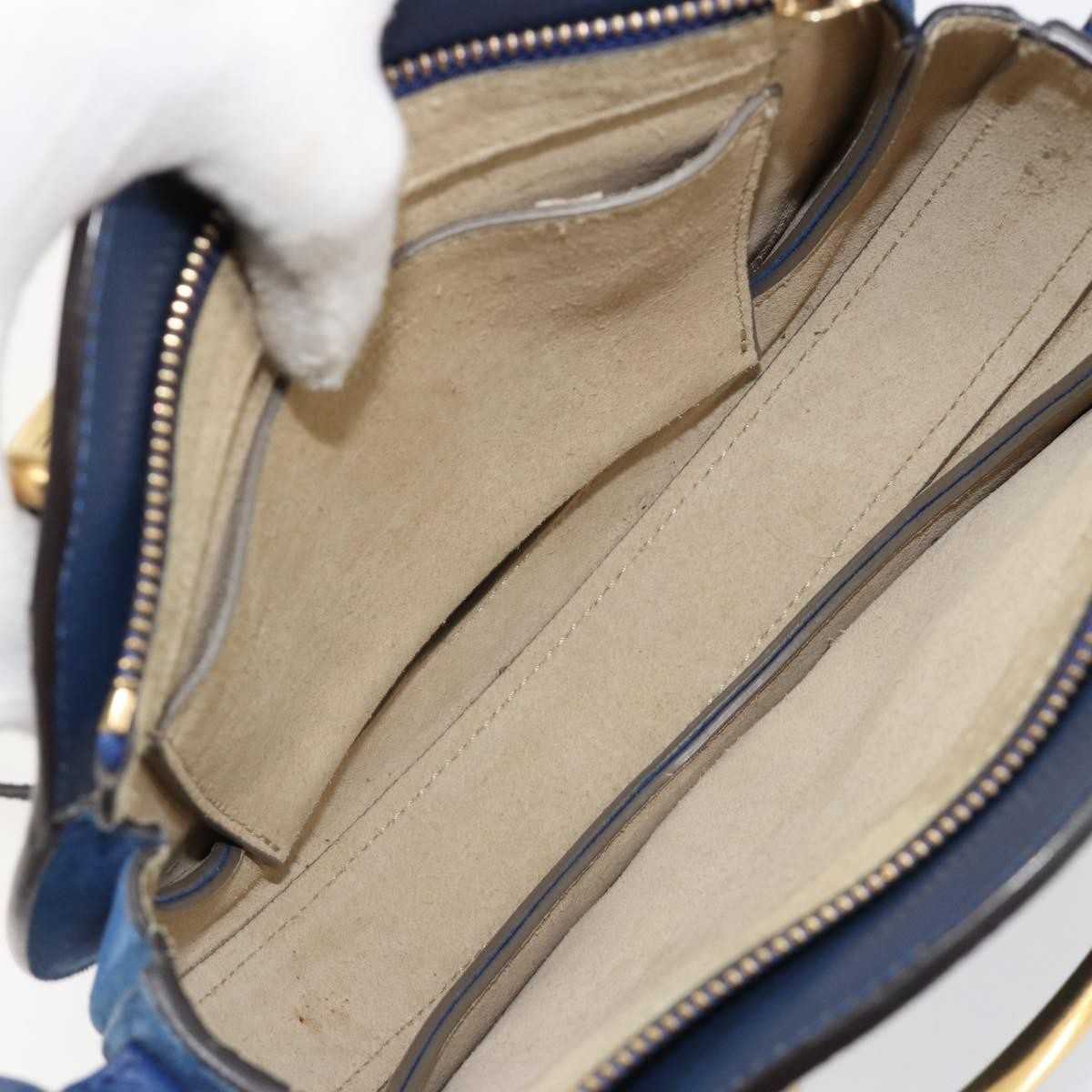 Chloe Pixie Leather and Suede, Blue, Leather, Crossbody Bag
