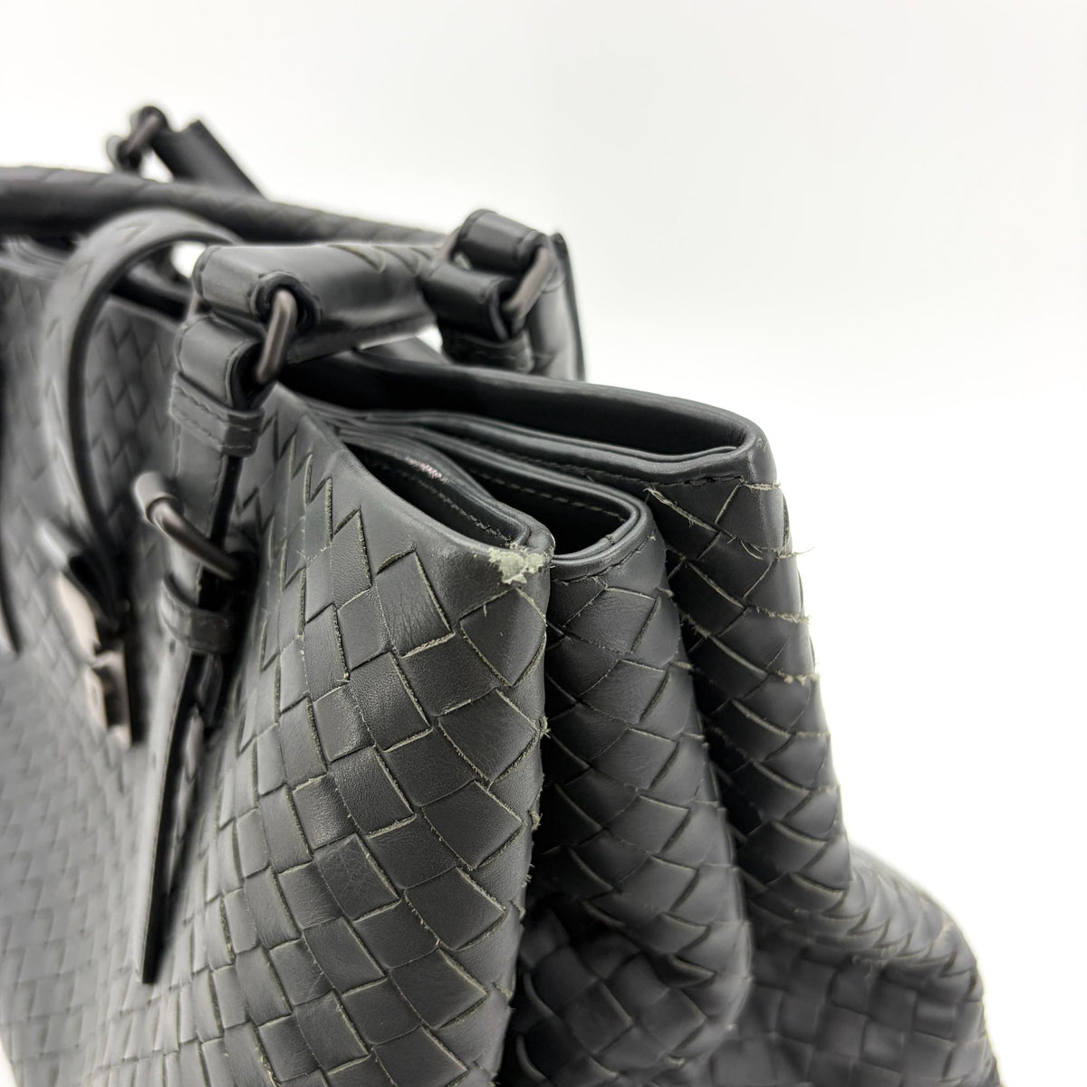 Bottega Veneta Roma Intrecciato Nappa, Gray, Leather, Handbag