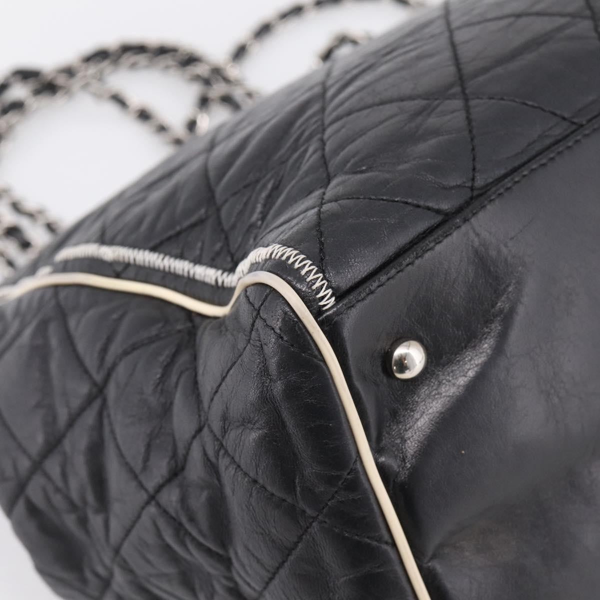 Chanel North South Mademoiselle Lock Quilted Leather, Black, Leather, Tote Bag