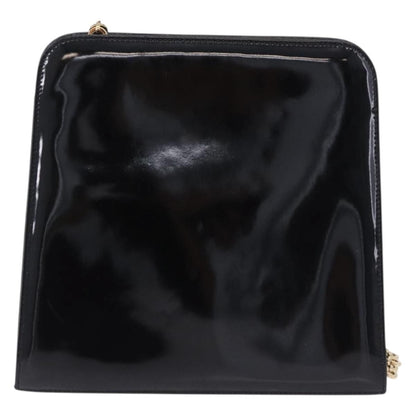 Salvatore Ferragamo Vintage Gancini Chain Patent Leather, Black, Patent Leather, Shoulder Bag