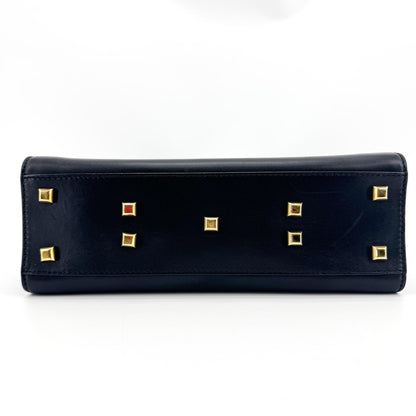 Valentino Garavani My Rockstud Satchel Leather, Black, Leather, Handbag