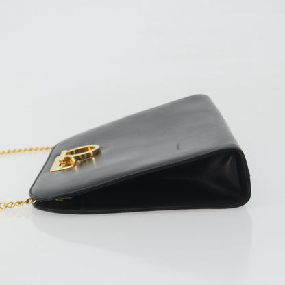 Salvatore Ferragamo Vintage Gancini Chain Leather, Black, Leather, Shoulder Bag