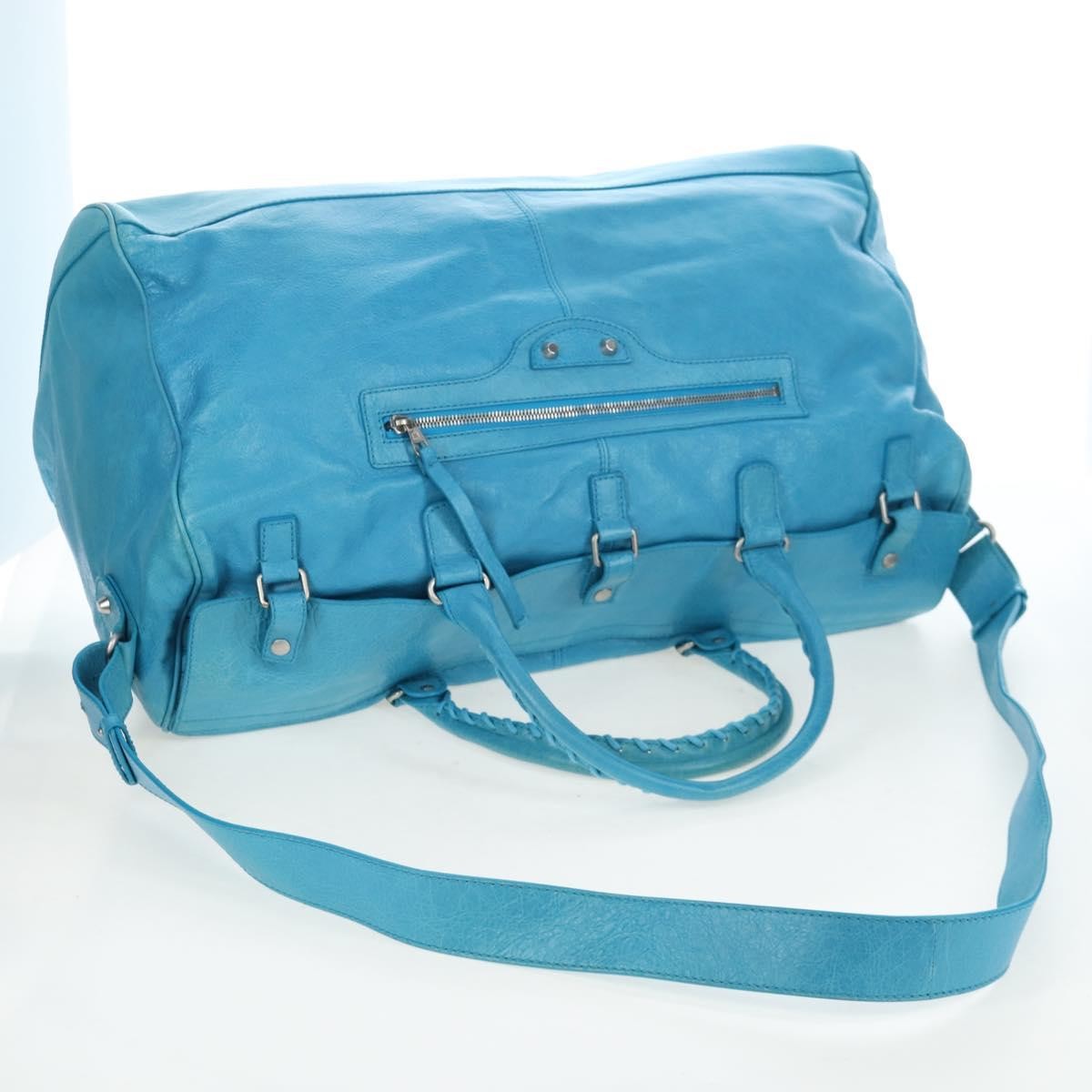 Balenciaga Squash Duffle Leather, Blue, Leather, Handbag