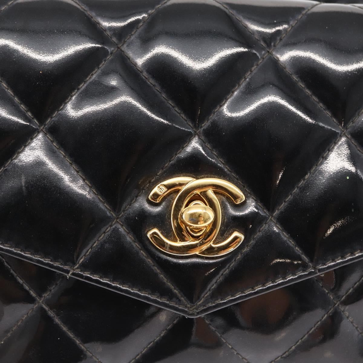 Chanel Vintage CC Flap Waist Patent Leather, Black, Patent Leather, Clutch