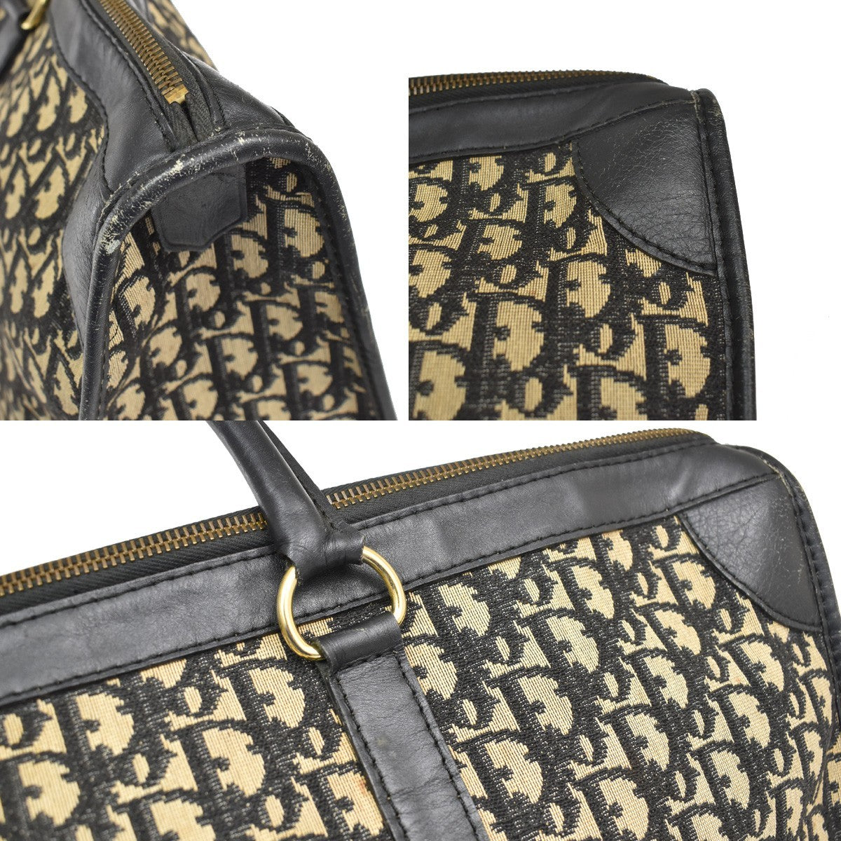 Christian Dior Vintage Trotter Boston Diorissimo Canvas, Navy, Canvas, Handbag