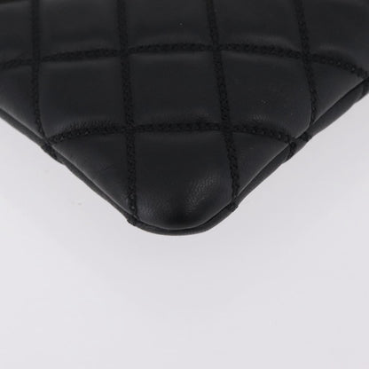 Chanel Bicolor Boy O Case Clutch Lambskin, Black, Leather, Clutch