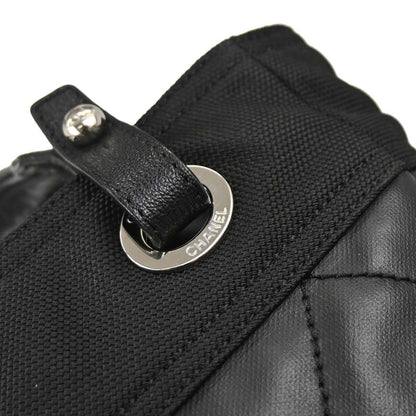 Chanel Biarritz Tote Quilted Coated Canvas, Black, Canvas, Tote Bag