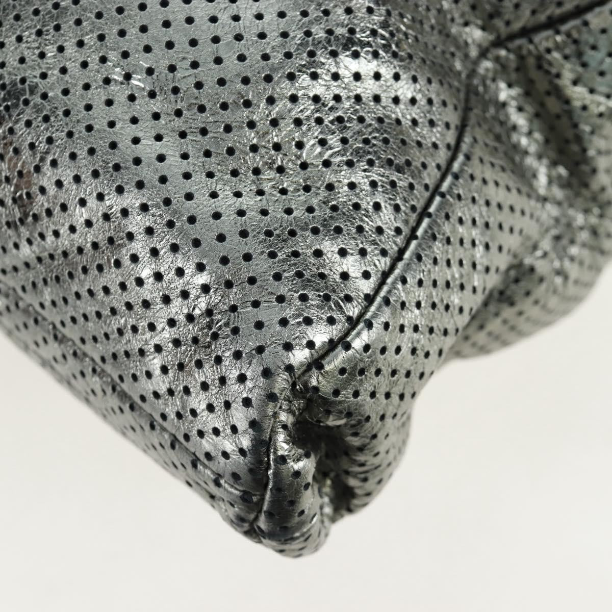 Chanel Drill Perforated Leather, Silver, Leather, Tote Bag