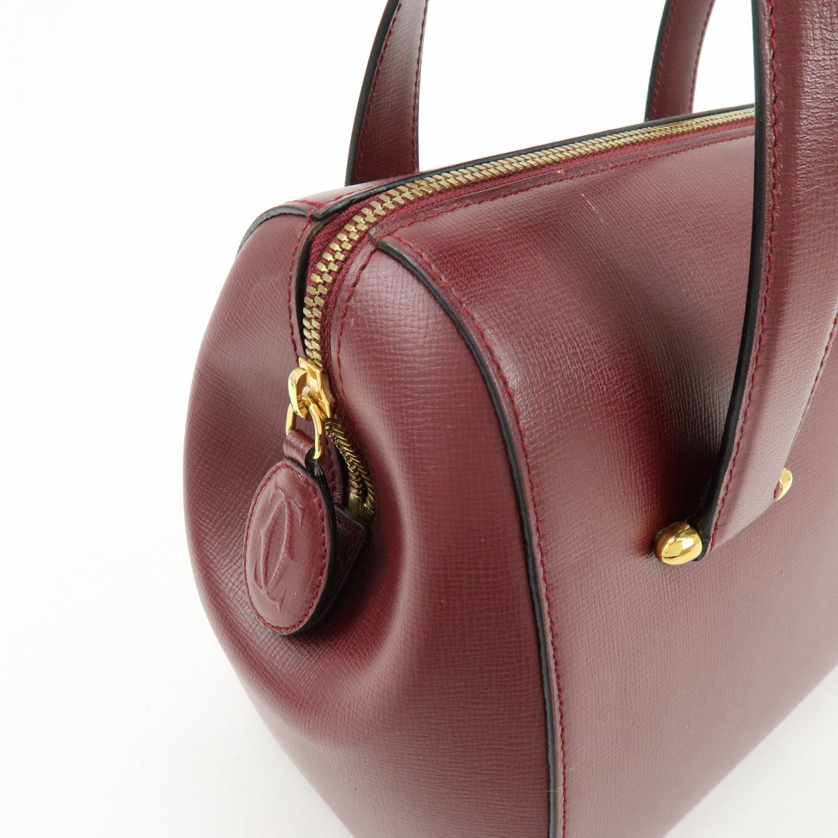 Cartier Must de Cartier Boston Leather, Burgundy, Leather, Travel Bag