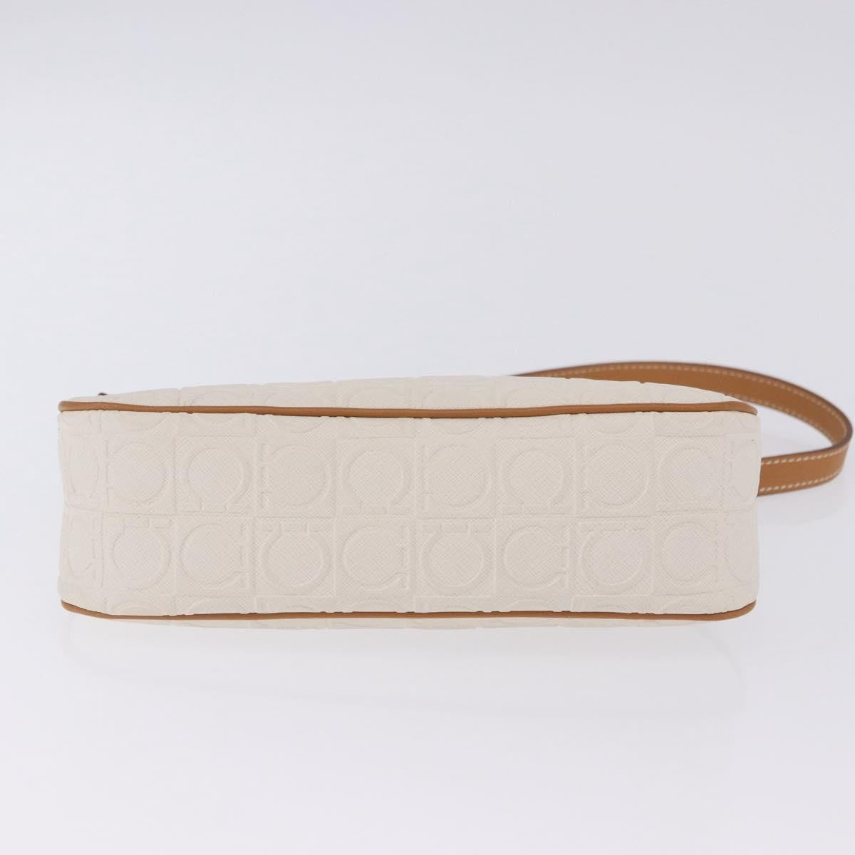 Salvatore Ferragamo Gancini Canvas and Leather, White, Canvas, Clutch