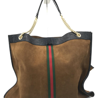 Gucci Rajah Chain Tote Suede, Brown, Suede, Tote Bag