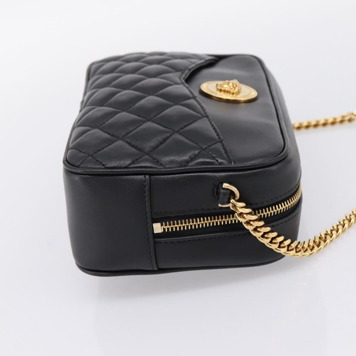 Versace Medusa Icon Front Slip Pocket Camera Quilted Leather, Black, Leather, Handbag