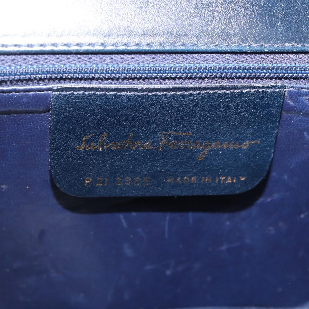 Salvatore Ferragamo Gancini Leather, Navy, Leather, Shoulder Bag