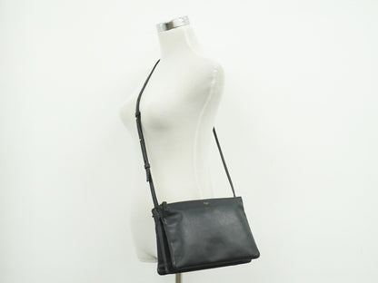 Celine Trio Leather, Black, Leather, Crossbody Bag