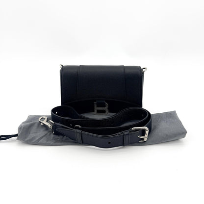 Balenciaga Hourglass Chain Leather, Black, Leather, Shoulder Bag