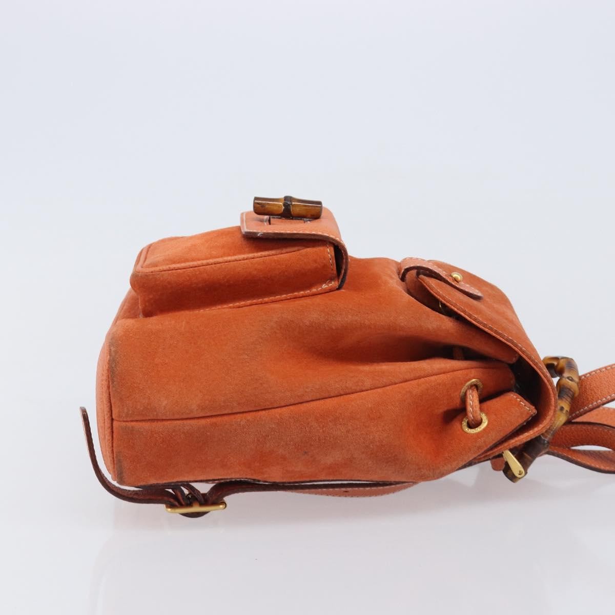 Gucci Vintage Bamboo Suede, Orange, Suede, Backpack