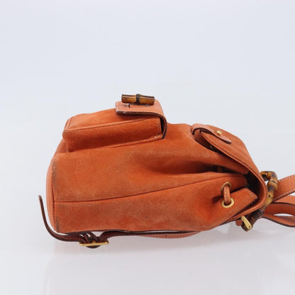 Gucci Vintage Bamboo Suede, Orange, Suede, Backpack