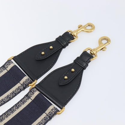 Christian Dior Shoulder Strap Embellished Canvas, Navy, Canvas, Straps