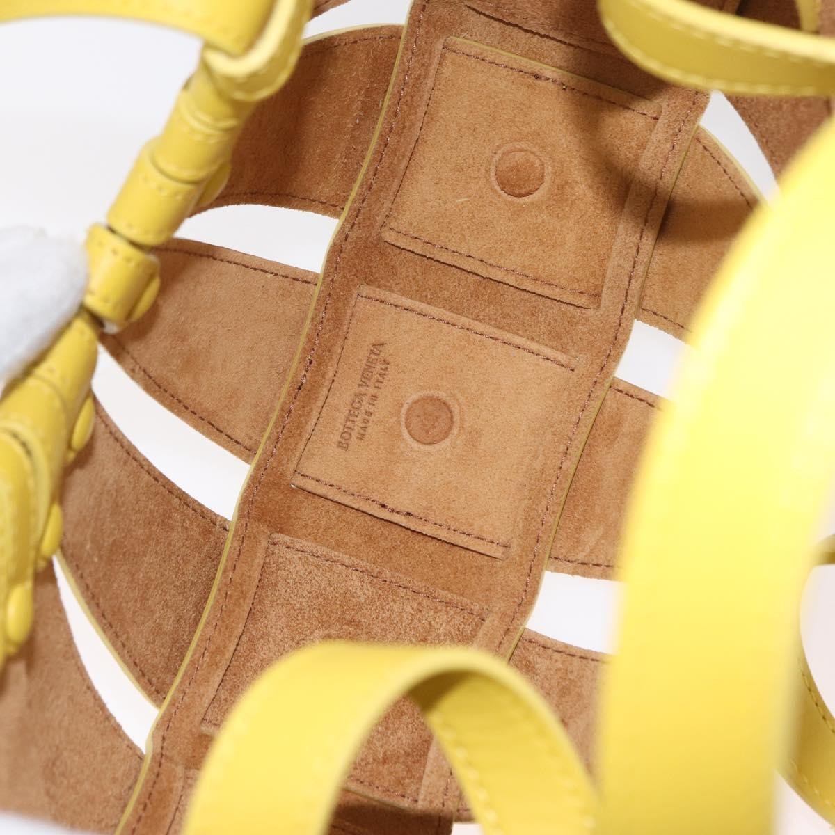 Bottega Veneta Shell Leather, Yellow, Leather, Handbag