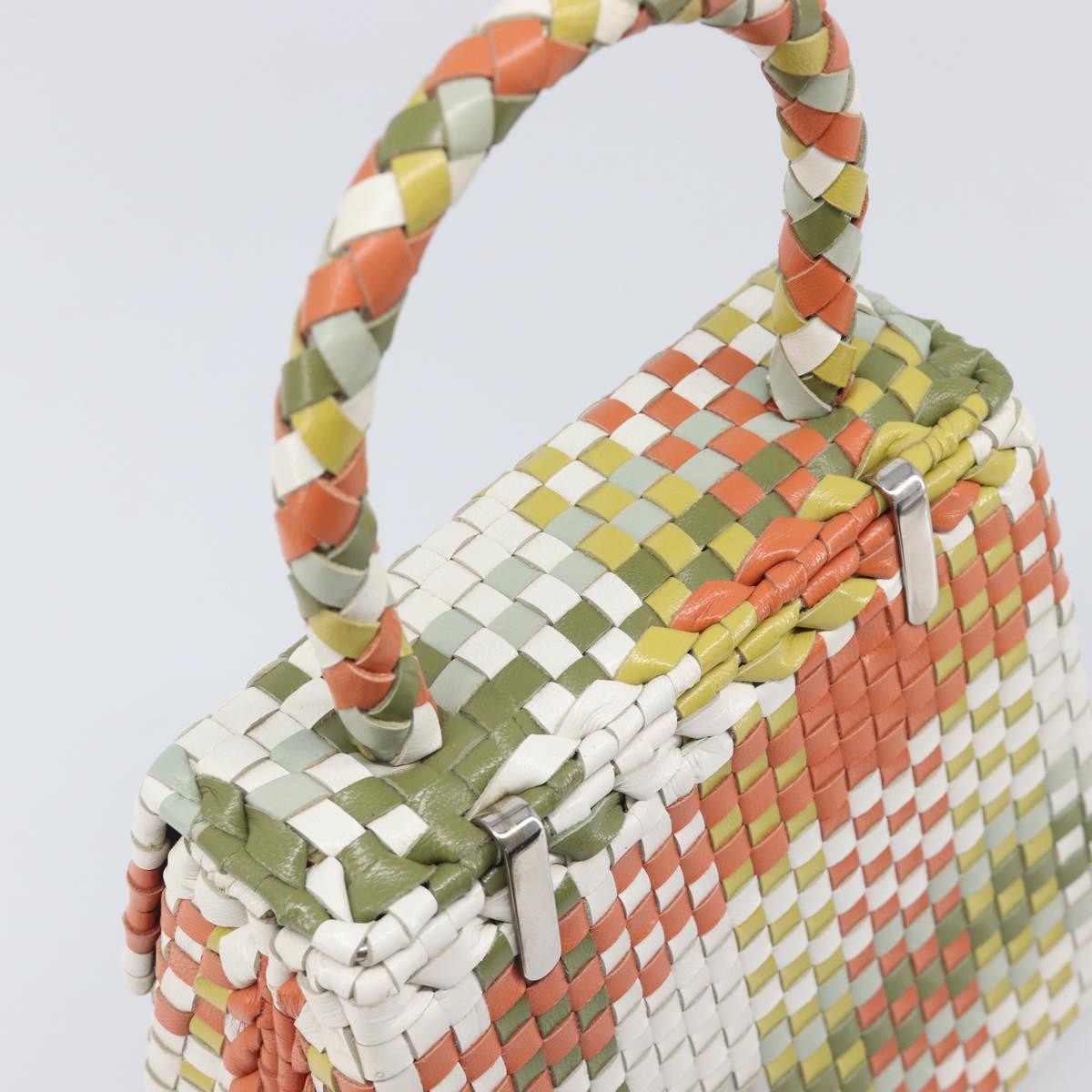 Salvatore Ferragamo Gancini Top Handle Woven Leather, Multicolour, Leather, Handbag