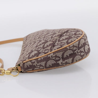 Christian Dior Vintage Saddle Bag Canvas, Brown, Canvas, Clutch