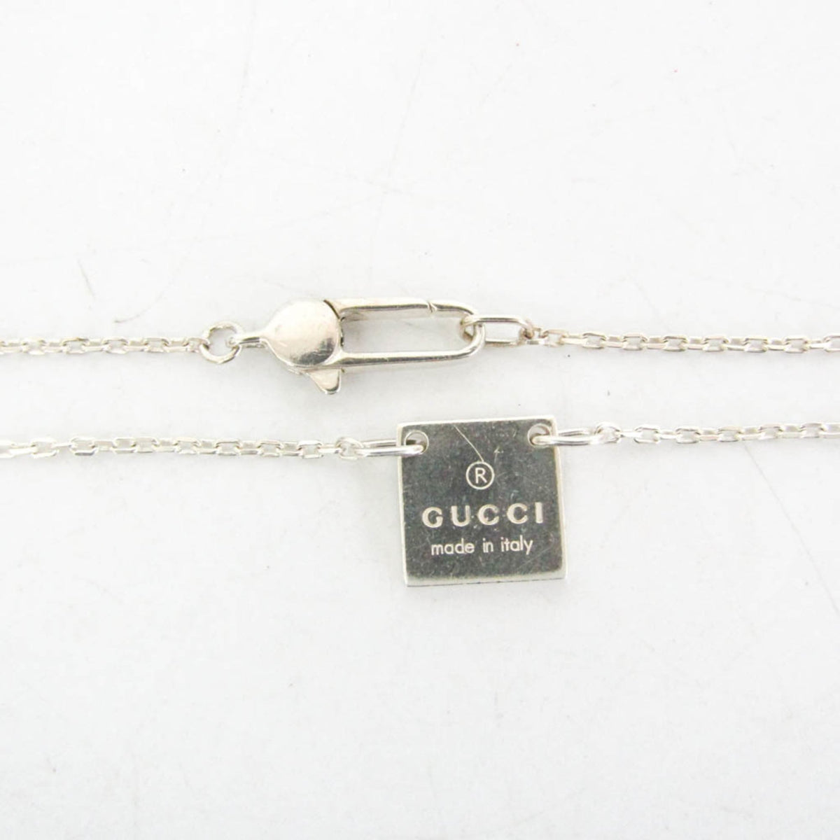Gucci Logo Plate Sterling Silver, Silver, Sterling Silver, Necklace