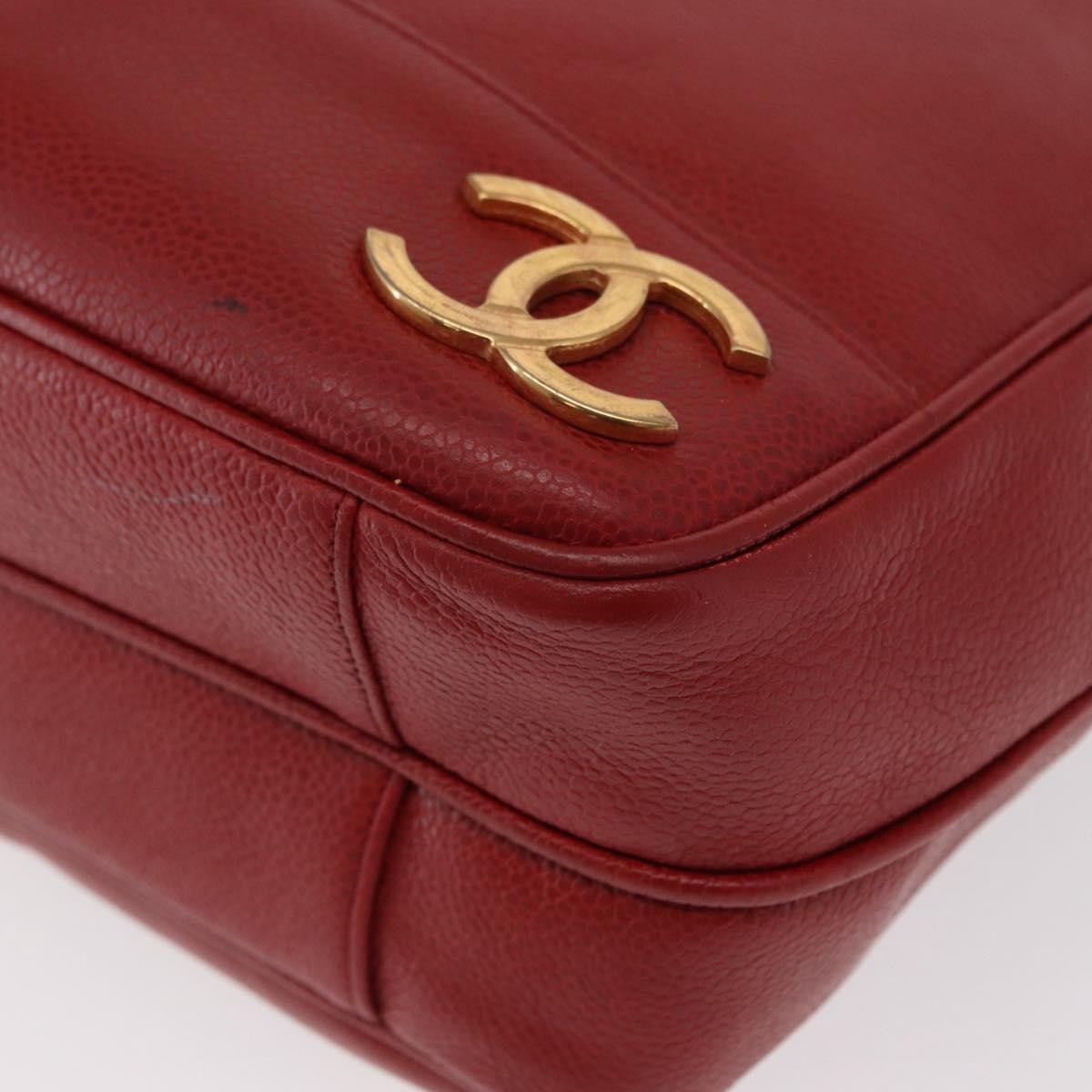 Chanel Vintage Metal CC Caviar, Red, Leather, Shoulder Bag
