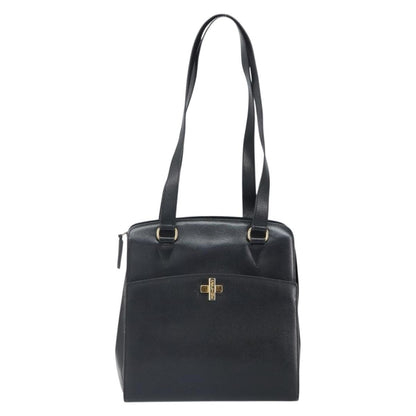 Celine Vintage turn lock shoulder Leather, Black, Leather, Handbag