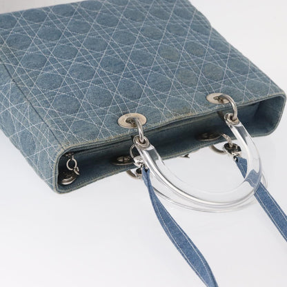 Christian Dior Vintage Lady Dior Bag Cannage Quilt Denim, BLUE, CANVAS, Tote bag