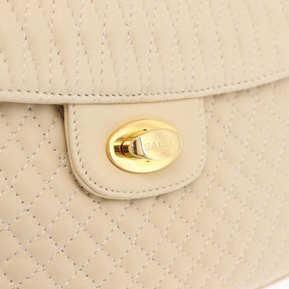 Bally Vintage Chain Quilted Leather, Neutral, Leather, Shoulder Bag