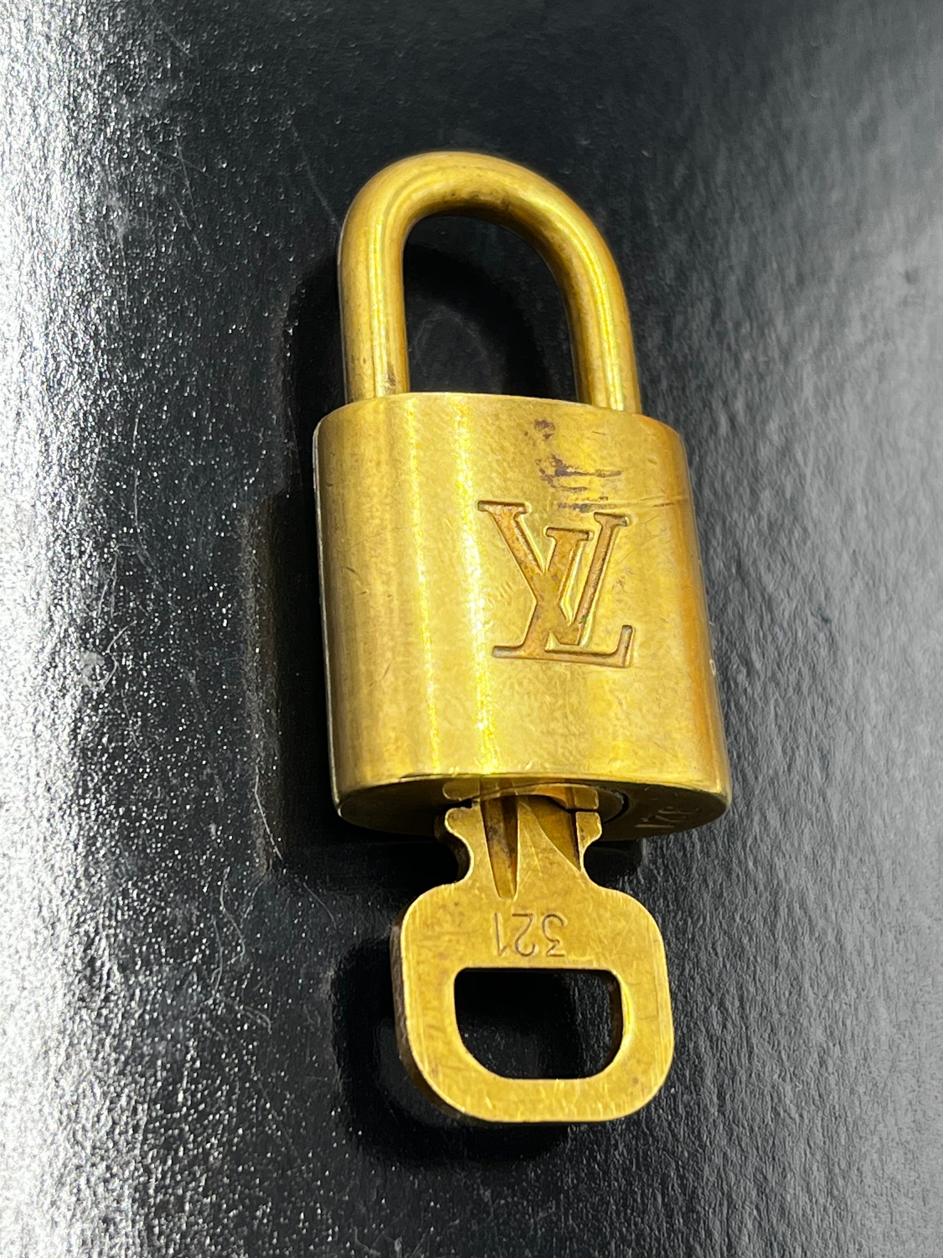 Louis Vuitton Padlock and Key Logo Metal, Gold, Metal, Charm
