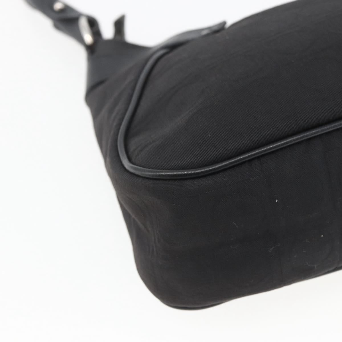 Salvatore Ferragamo Vintage Gancini Hobo Leather, Black, Canvas, Shoulder Bag