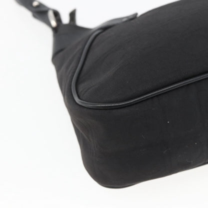 Salvatore Ferragamo Vintage Gancini Hobo Leather, Black, Canvas, Shoulder Bag