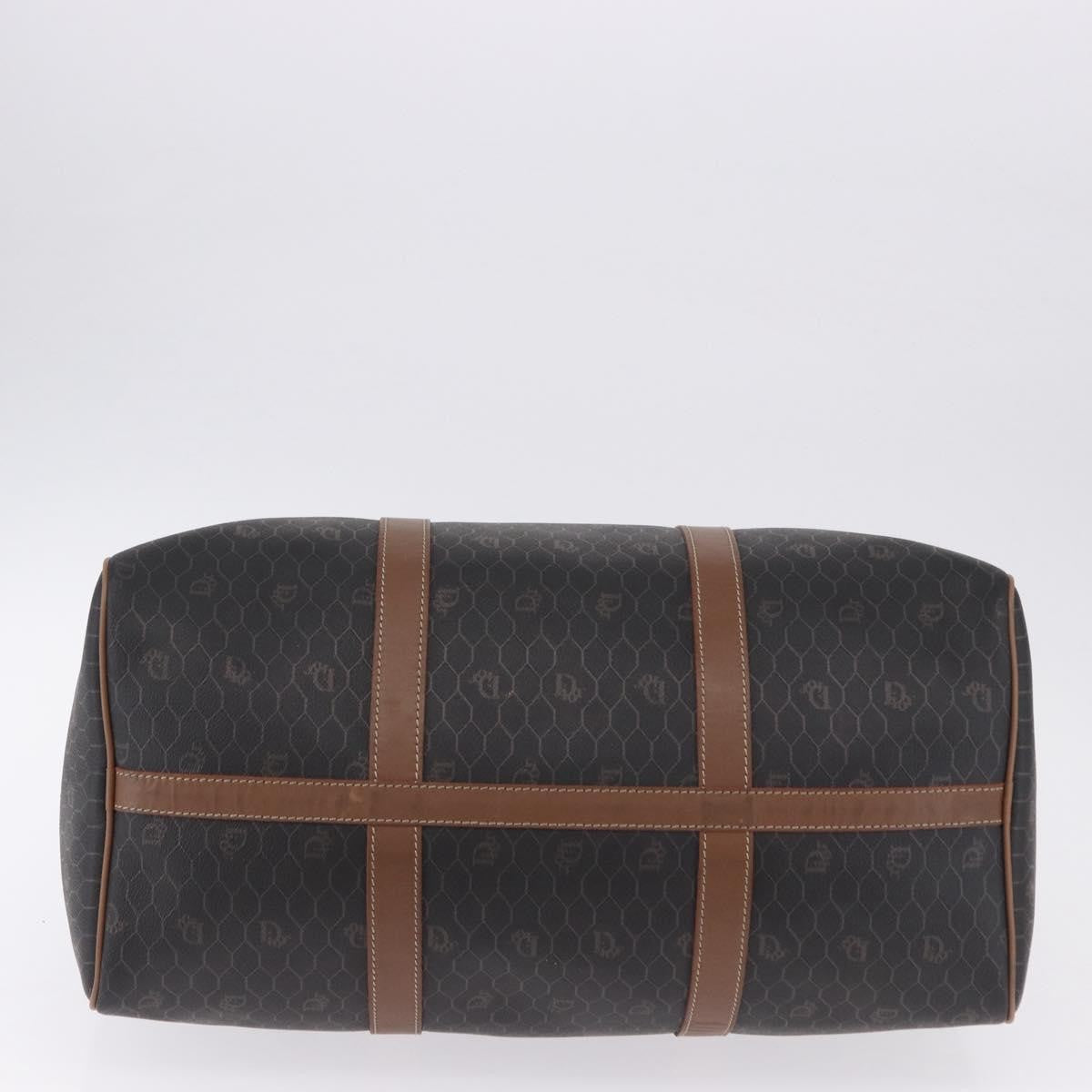 Christian Dior Vintage Honeycomb Boston Canvas and Leather, Black, Canvas, Travel Bag