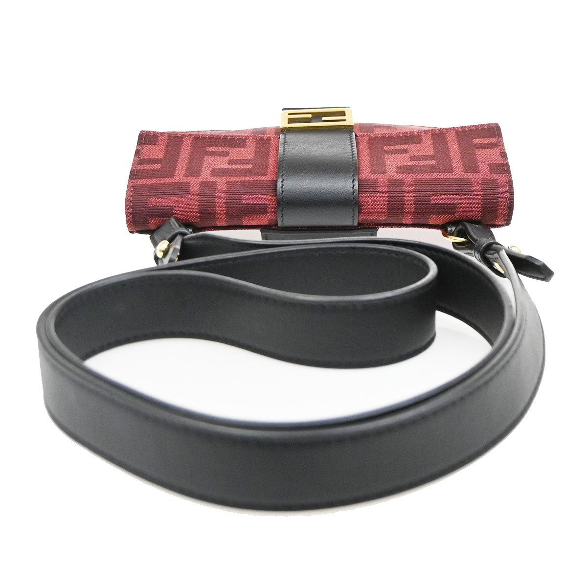 Fendi Baguette Convertible Pouch Zucca Canvas, Burgundy, Canvas, Clutch