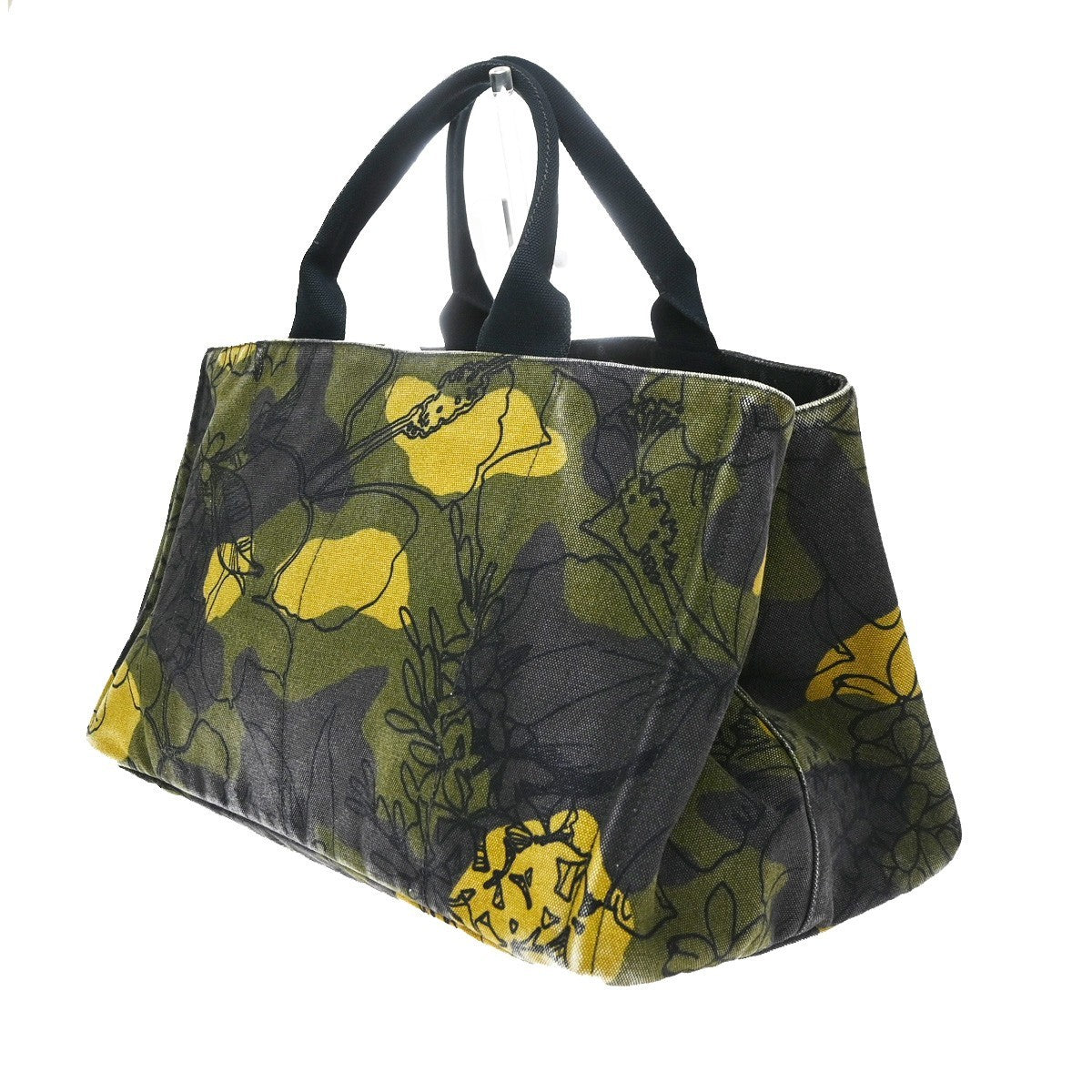 Prada Canapa Printed Canvas, Green, Canvas, Tote Bag