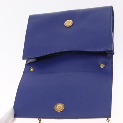 Salvatore Ferragamo Vala Chain Leather, Blue, Leather, Shoulder Bag