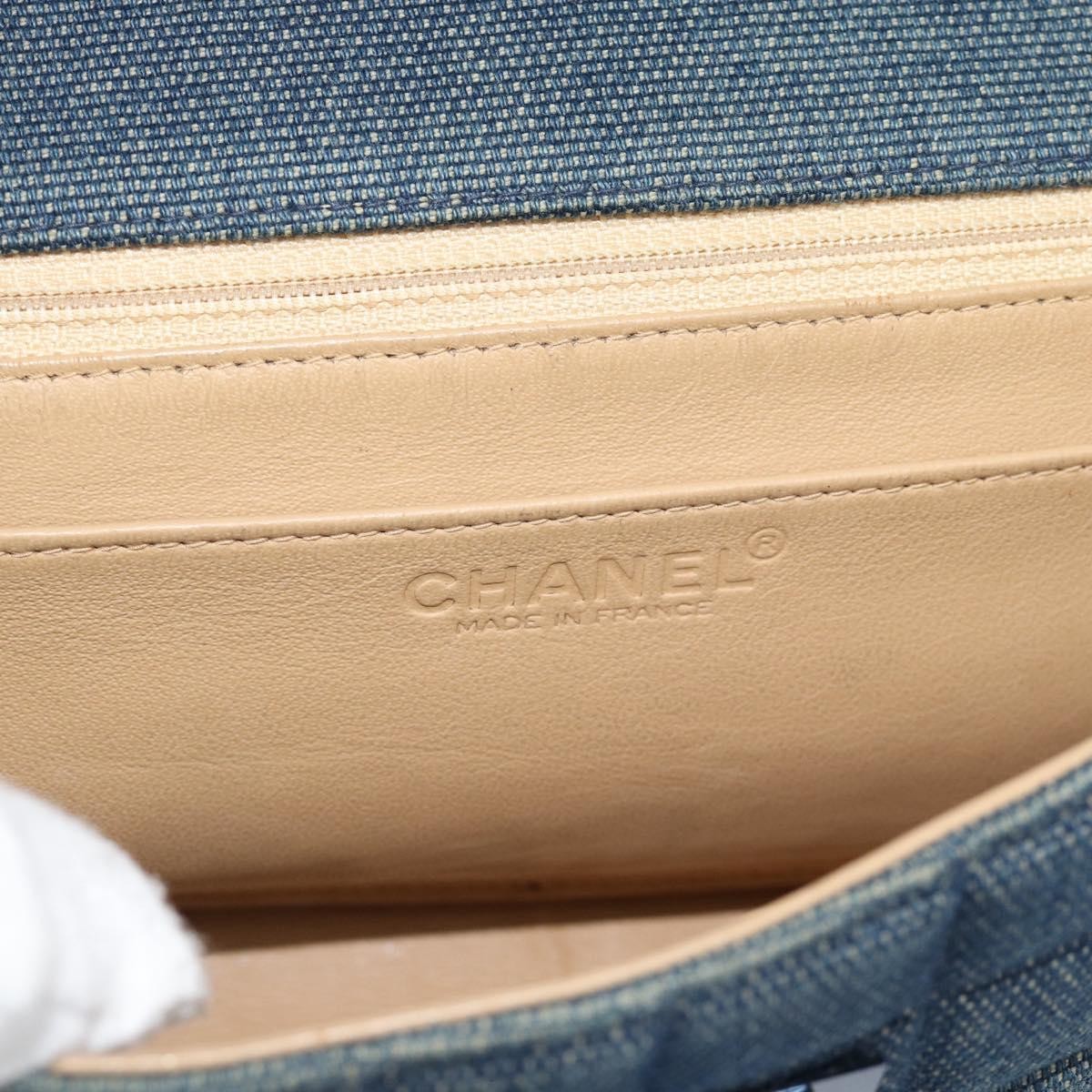 Chanel Chocolate Bar Mademoiselle Top Handle Quilted Denim, Blue, Canvas, Handbag