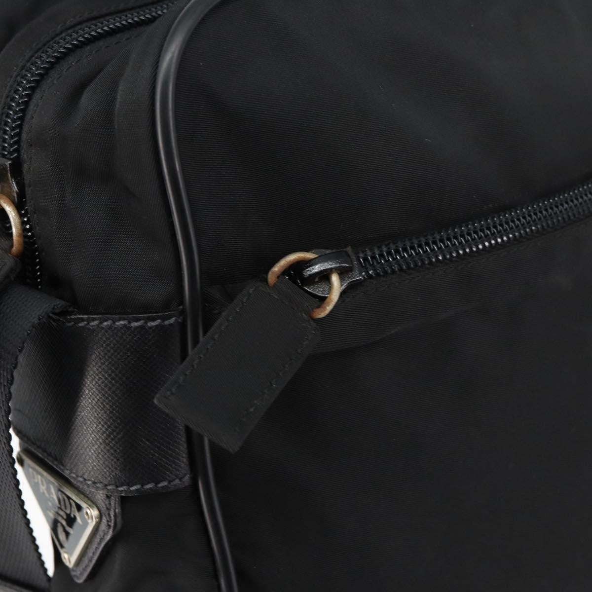Prada Zip Messenger Tessuto with Leather, Black, Nylon, Handbag