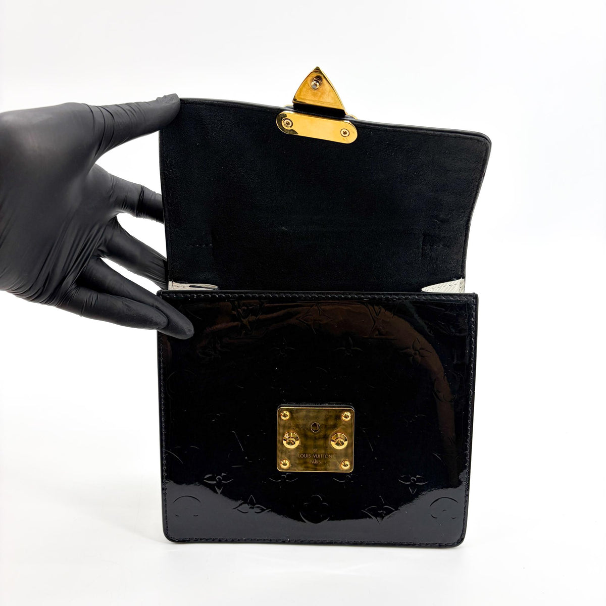 Louis Vuitton Spring Street NM Monogram Vernis with Monogram Canvas and Epi Leather, Black, Patent Leather, Handbag