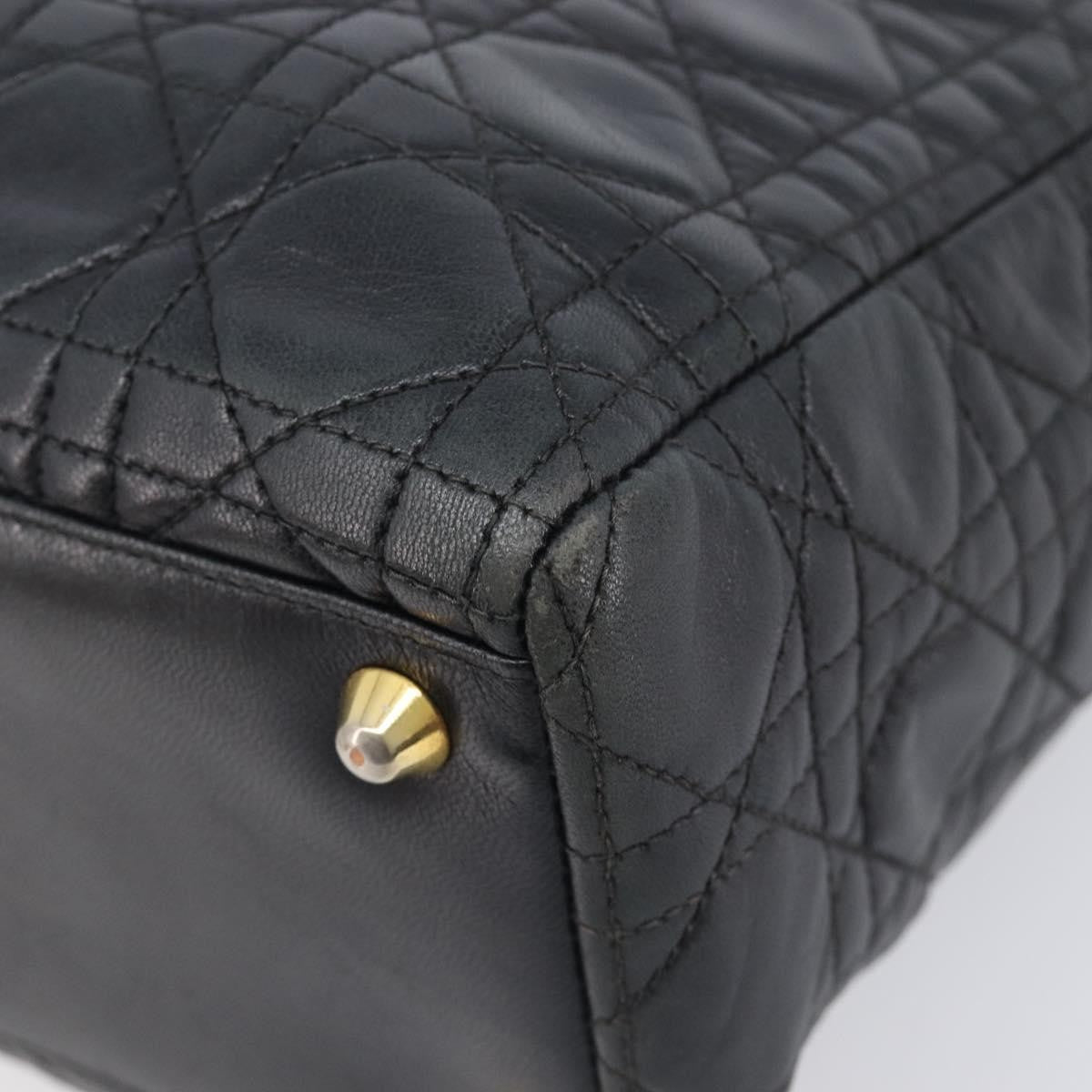 Christian Dior Vintage Lady Dior Cannage Quilt Lambskin, Black, Leather, Handbag