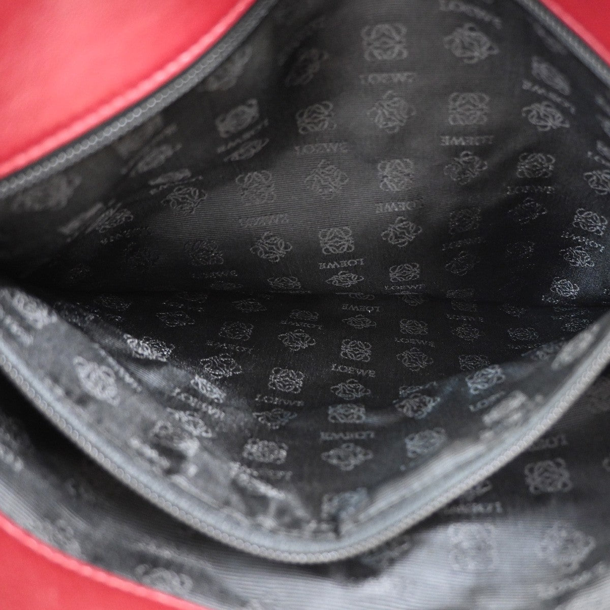 Loewe Anagram Leather, Red, Suede, Tote Bag